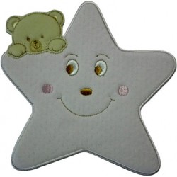 Iron-on Patch - Large Pink Star with Teddy Bear